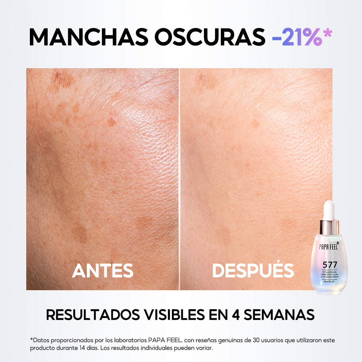 PAPA FEEL 577 SÉRUM BLANQUEADOR ANTIMANCHAS Y ANTIENVEJECIMIENTO 50ml