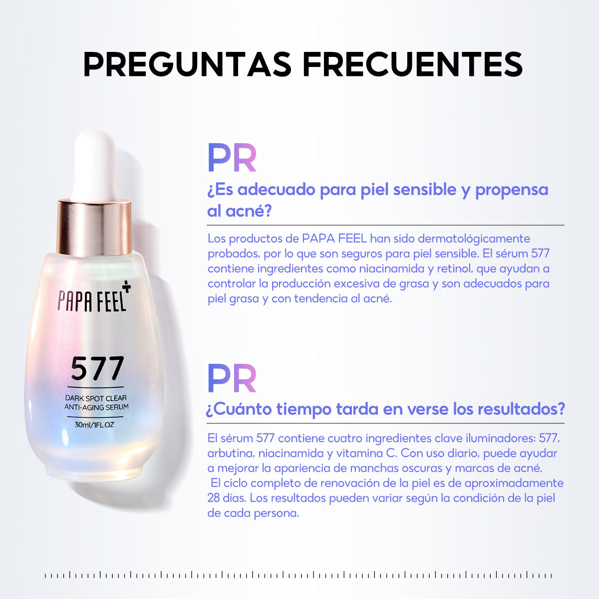PAPA FEEL 577 SÉRUM BLANQUEADOR ANTIMANCHAS Y ANTIENVEJECIMIENTO 50ml