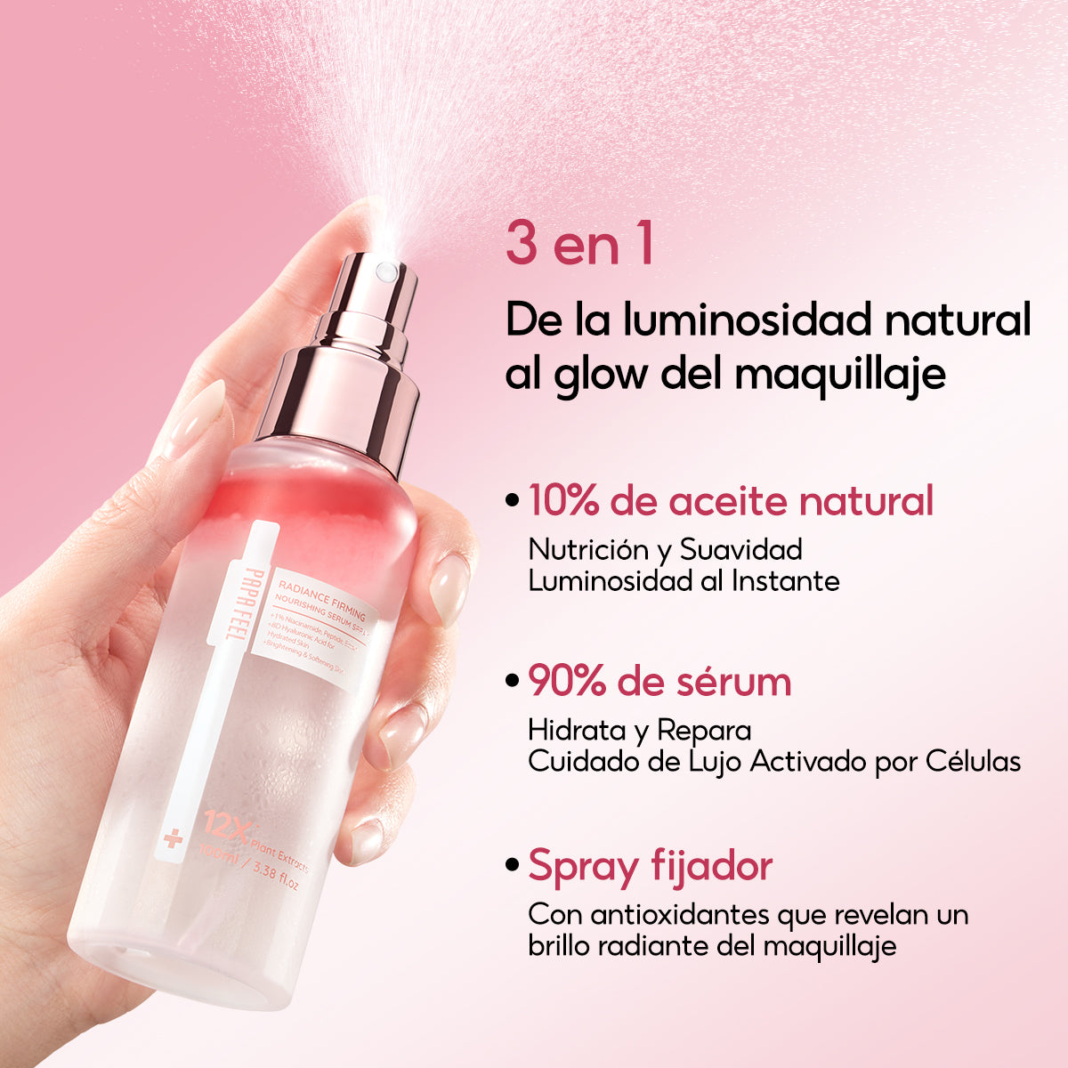 PAPA FEEL SPRAY FACIAL ROSA 3 EN 1