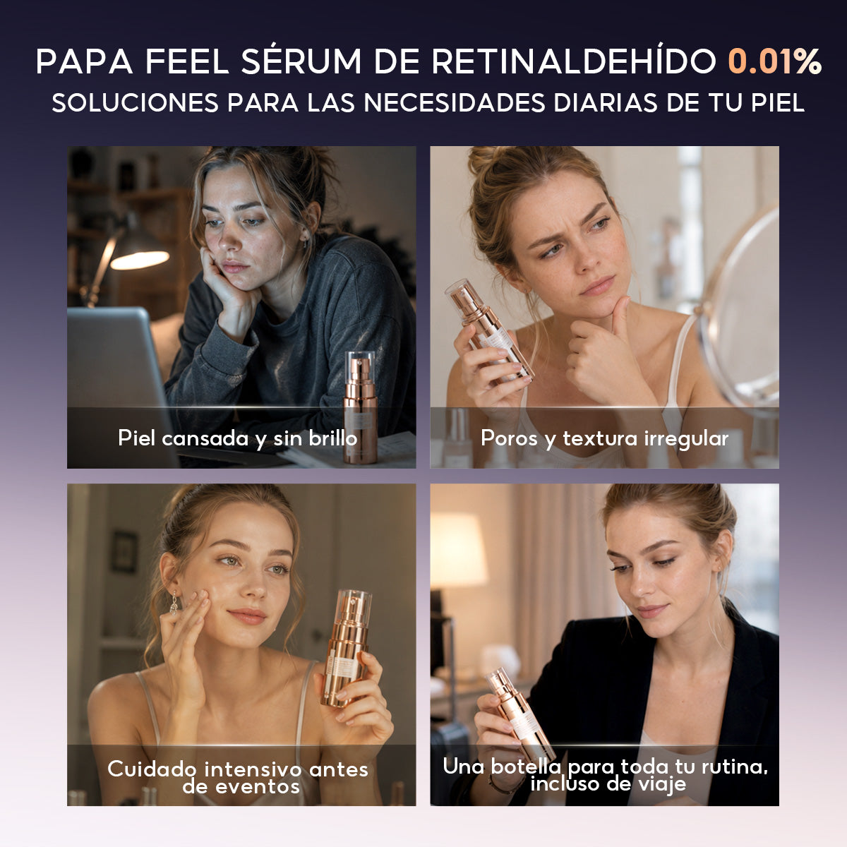 PAPA FEEL SET DÍA Y NOCHE PRO | CONCENTRADO REPARADOR E HIDRATANTE 8D + CONCENTRADO ANTIEDAD CON RETINAL AVANZADO